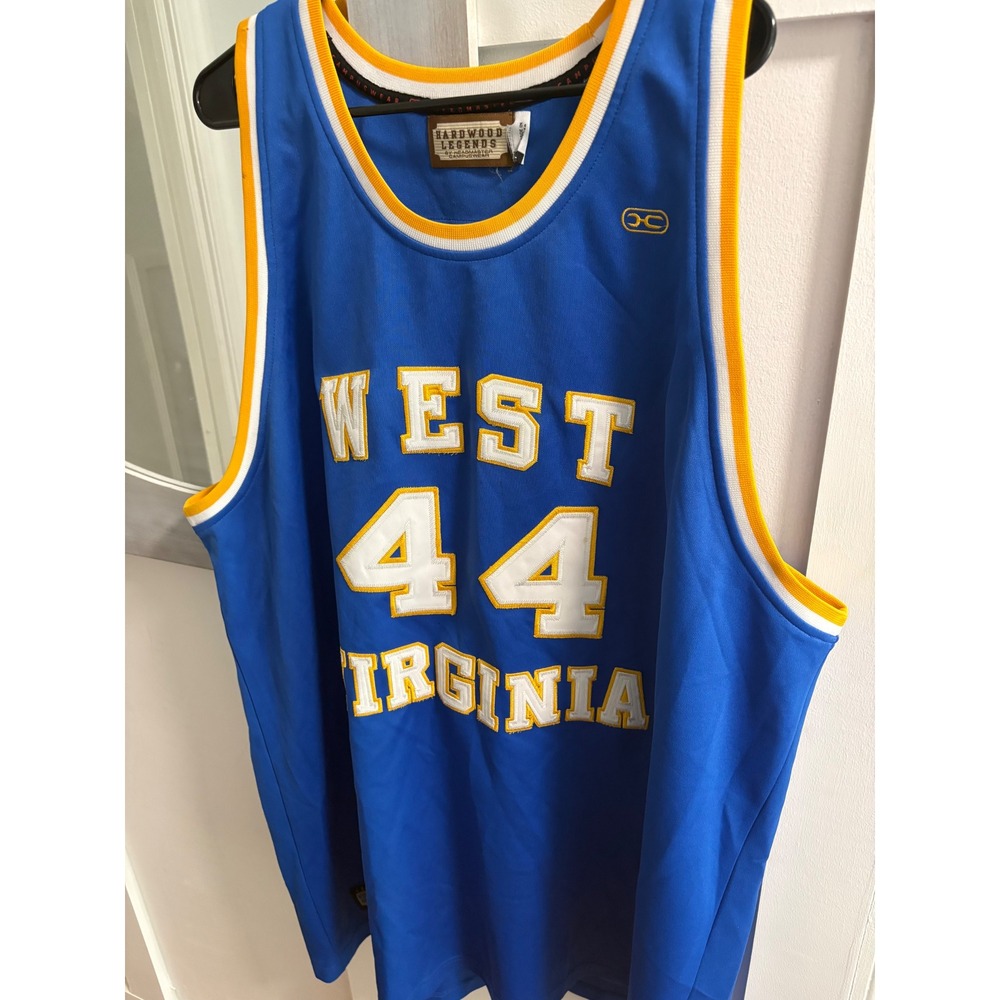 West Virginia Mountaineers Jerry West 44 Hardwood Legends Jersey Blue Mens 4XL